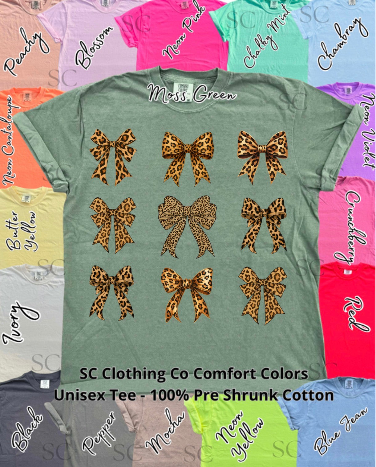 Leopard Bows Comfort Colors Tee