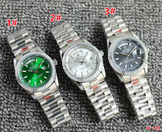 Silver R watch with box