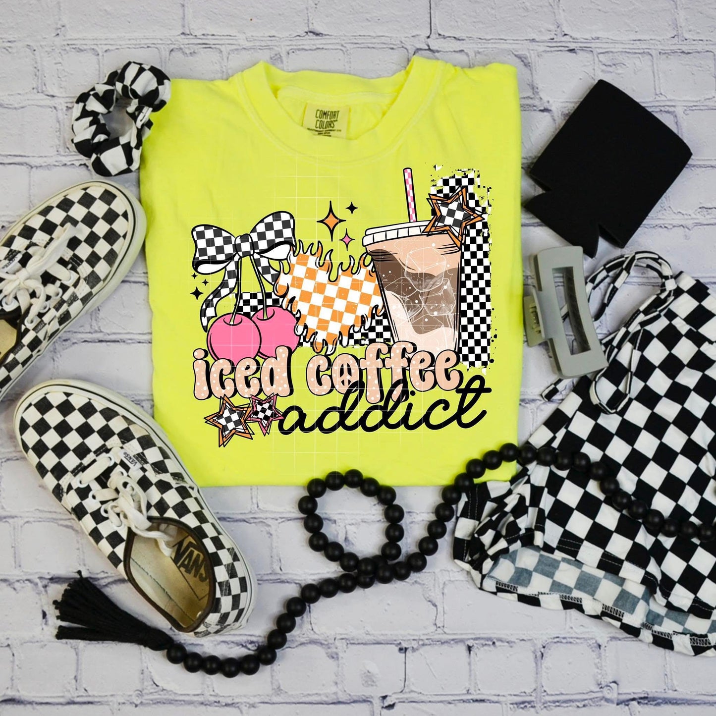 Iced coffee addict ADULT TEE OR PULLOVER