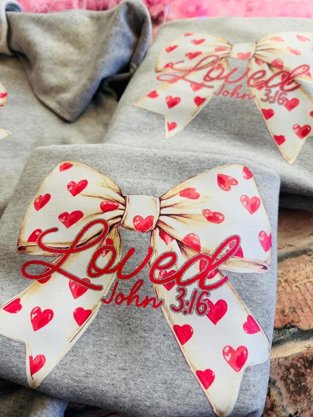 Bow Loved 3:16 ADULT TEE OR PULLOVER