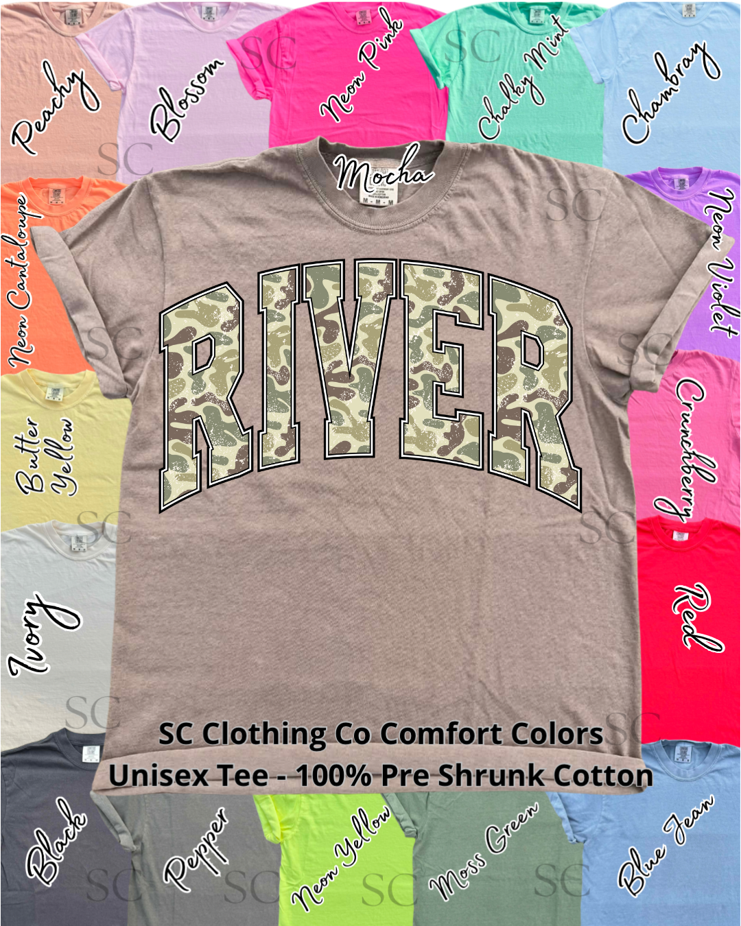 River Camo Comfort Colors Tee
