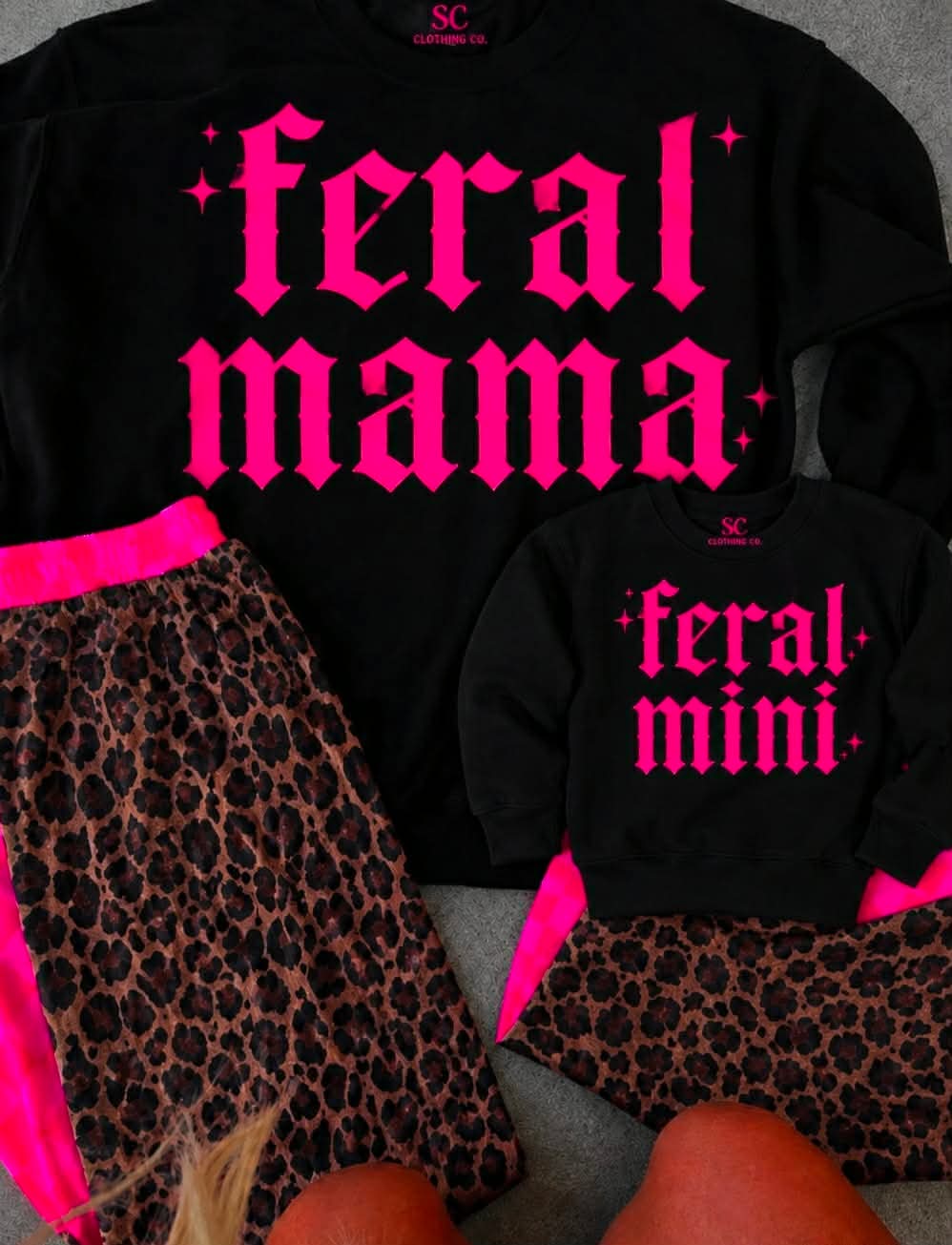 Feral Mama Vibrant Pink Pullover Adult