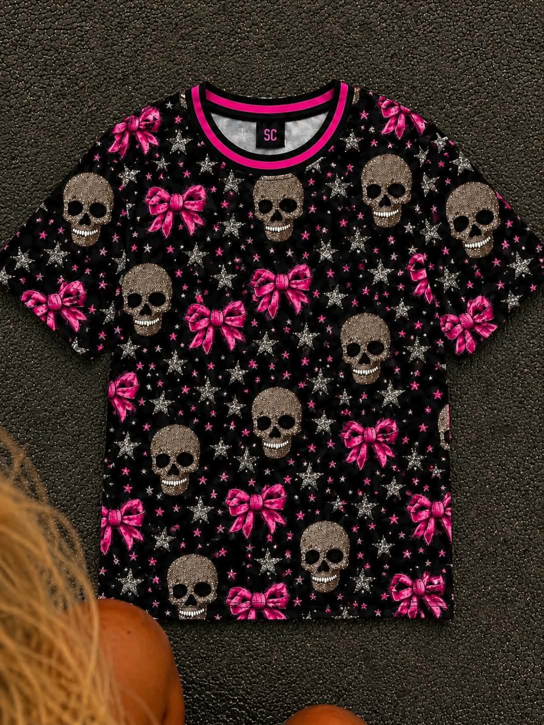 SC Custom Piece Sparkle Skulls & Bows {TOP ONLY} Youth & Adult Pre order Delivering to you early in September