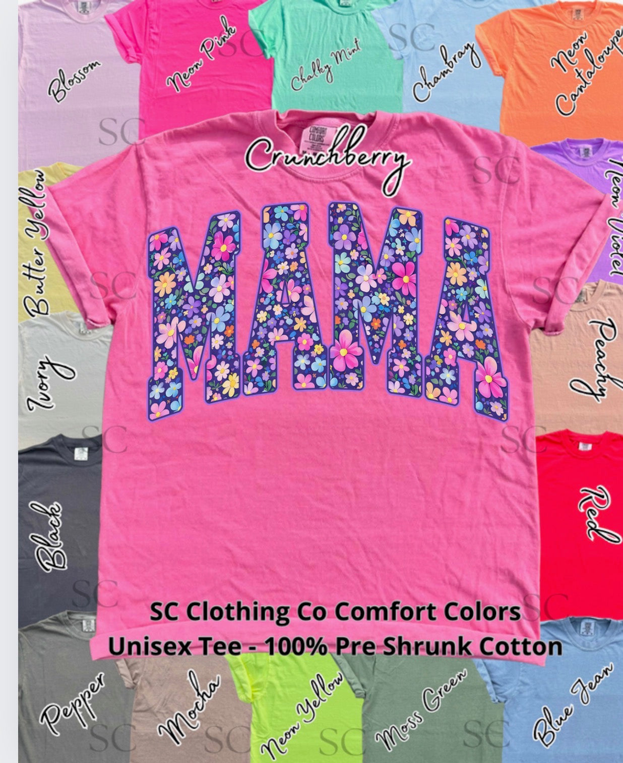 Mama Floral Comfort Colors Tee