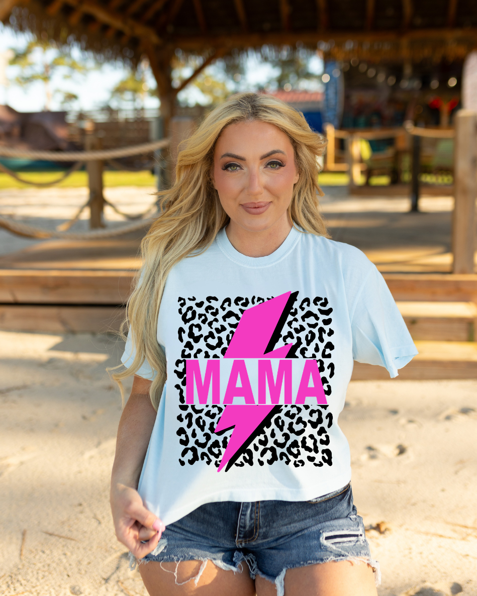 Mama Cheetah Bolt Comfort Colors Tee