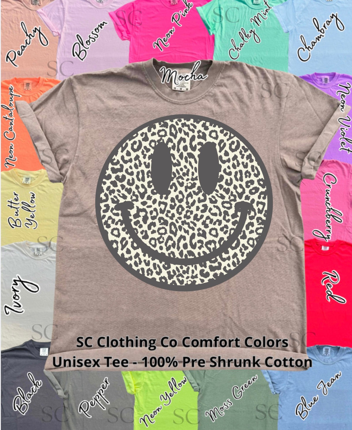 Cheetah Smiley Comfort Colors Tee