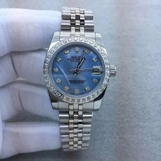 Silver Blue Face R watch with box