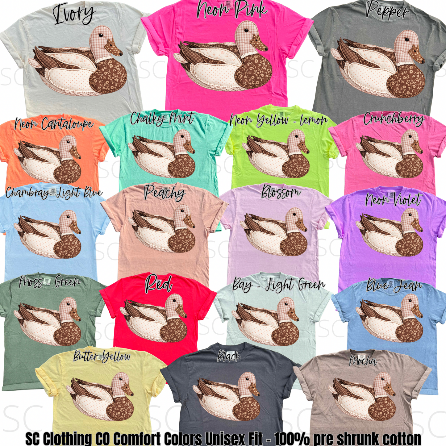 Neutral Faux Patchwork Duck Comfort Colors Tee