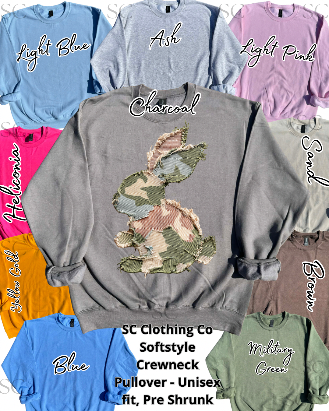 Camo Faux Patchwork Bunny Pullover