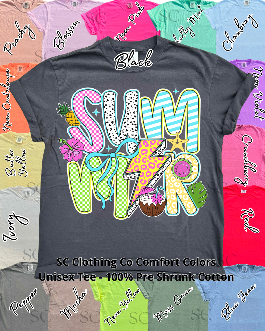 Summer Time Fun Colorful Comfort Colors Tee