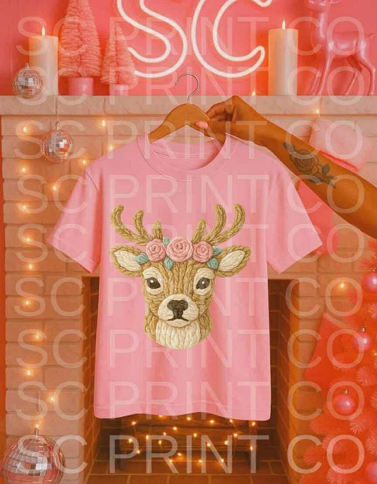 Pastel Reindeer Yarn ADULT & YOUTH TEE OR PULLOVER