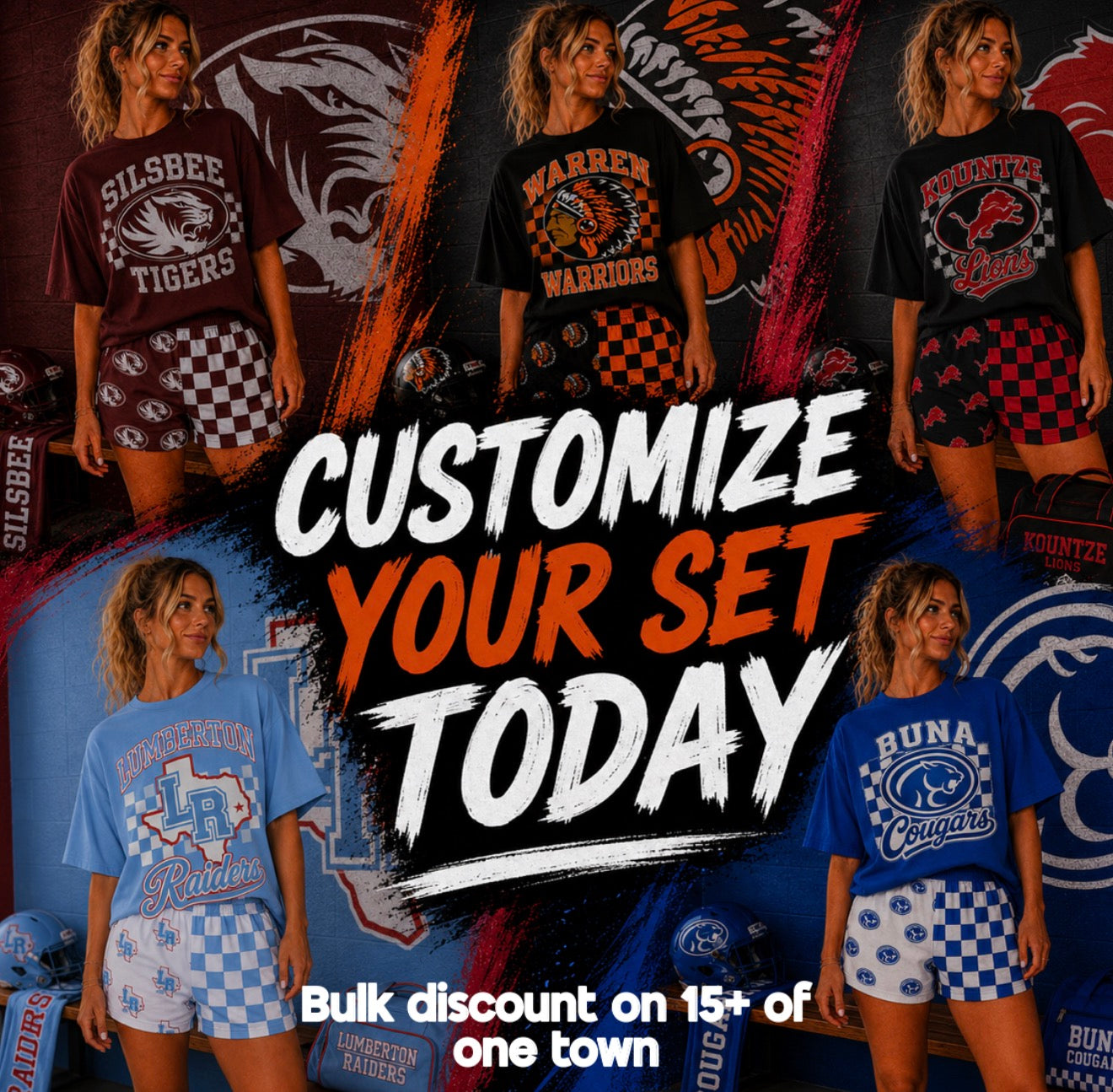 {CUSTOM} HOMETOWN SPIRIT CHECKER SET (tee + shorts) *PREORDER read description for info & tat* ROUND ONE CLOSING MAY 29th