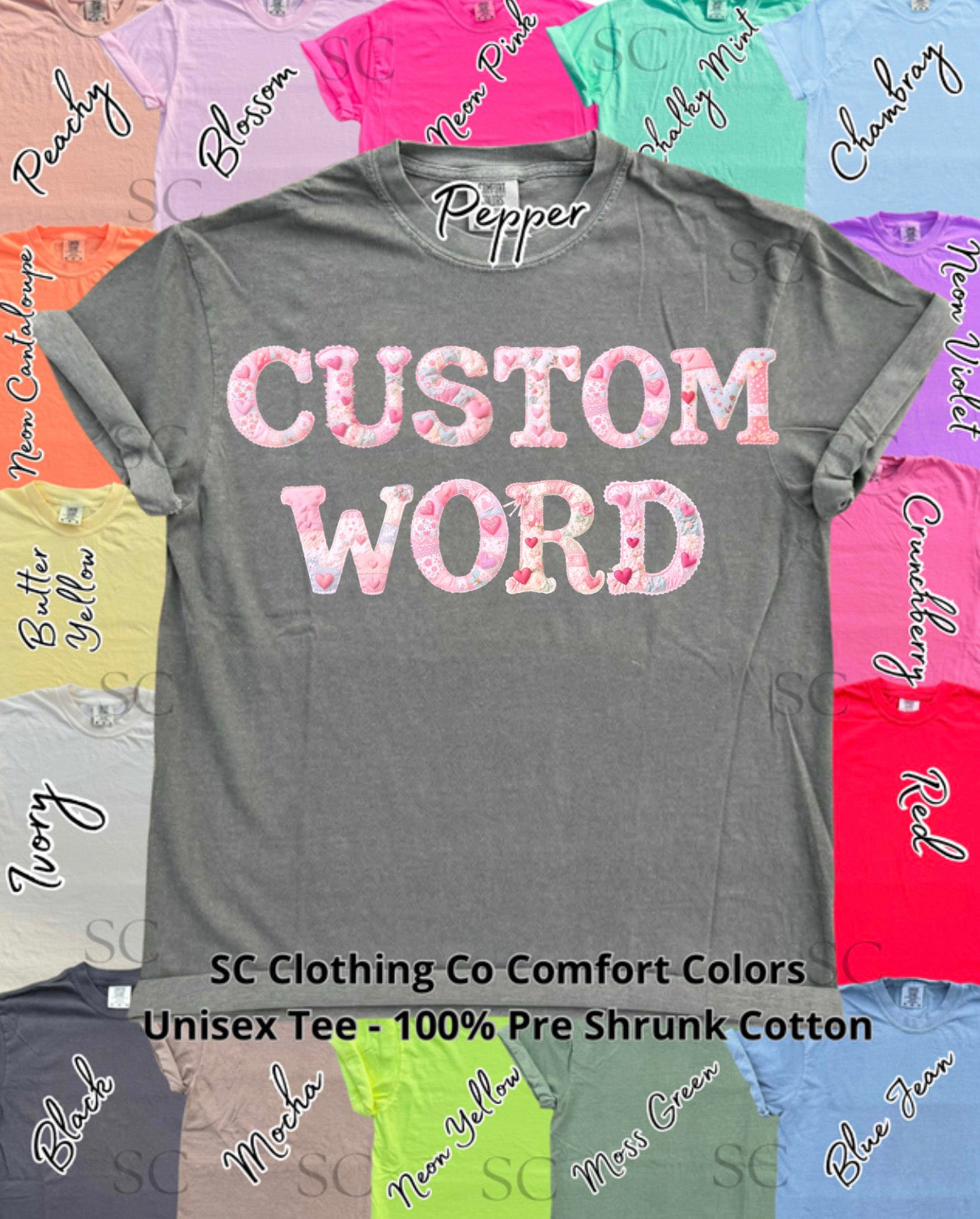 Tee Custom Word Faux Patchwork