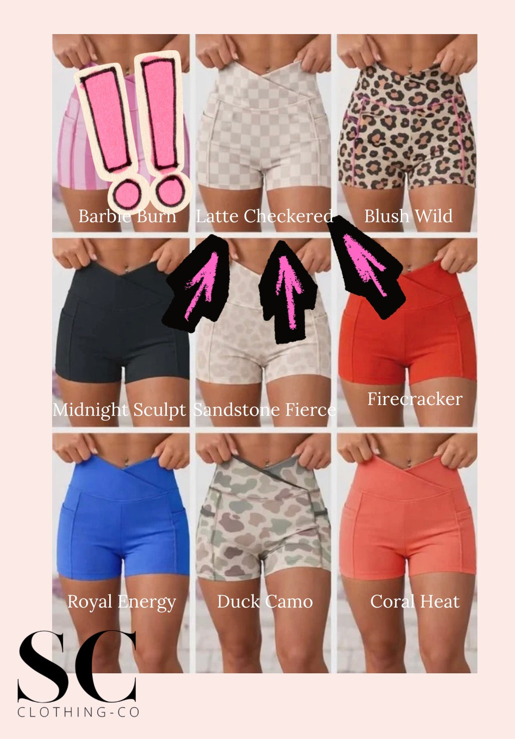 Latte Checkered Athleisure Biker Shorts by SC Arrival April