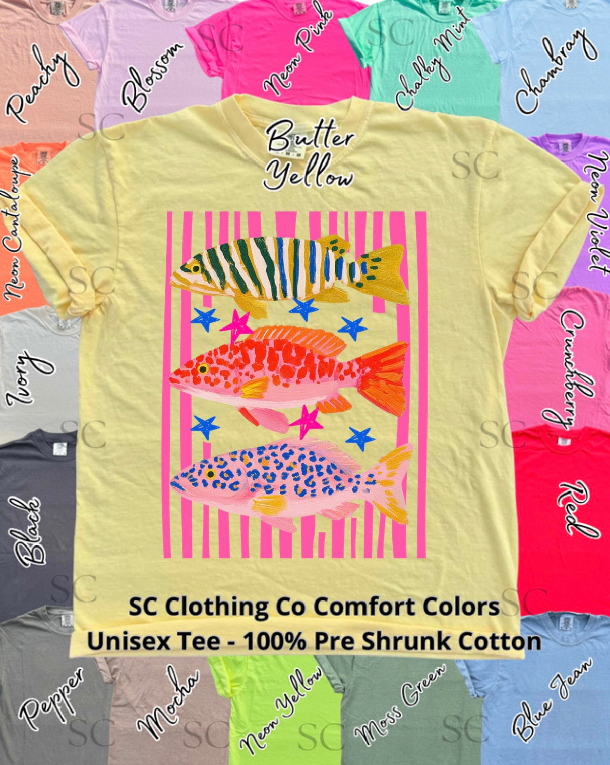 Vibrant Coastal Catch Comfort Colors Tee