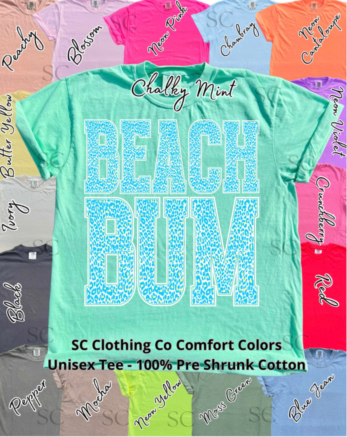 Beach Bum Leopard Comfort Colors Tee