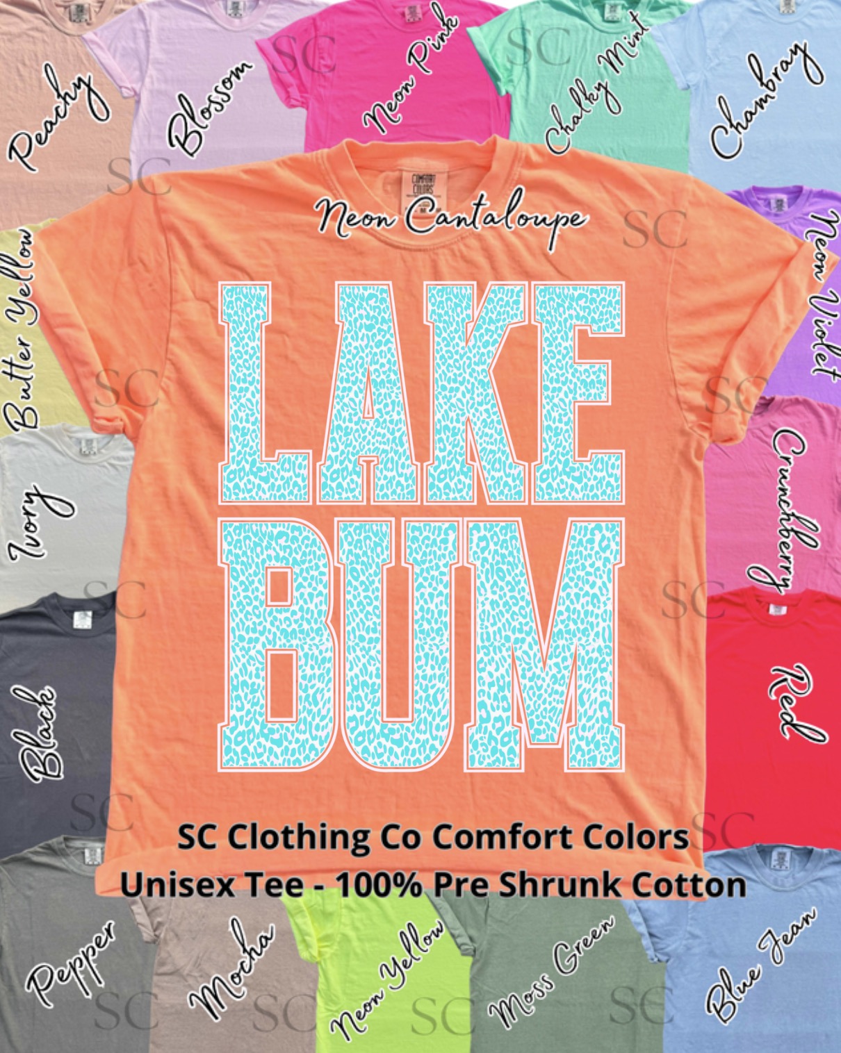 Lake Bum Cheetah Comfort Colors Tee