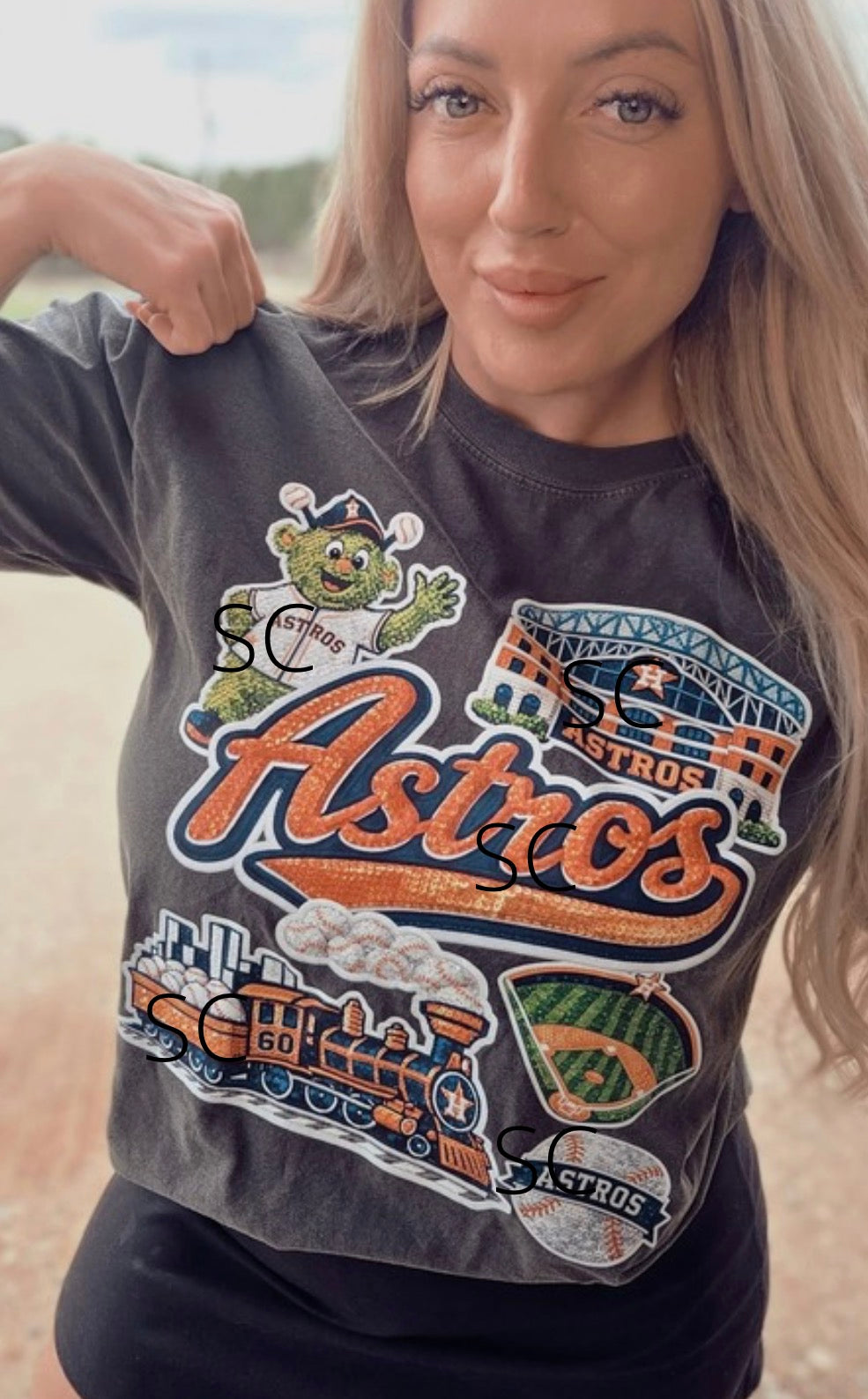 Houston Faux Sequence DTF PRINTED Comfort Colors Tee