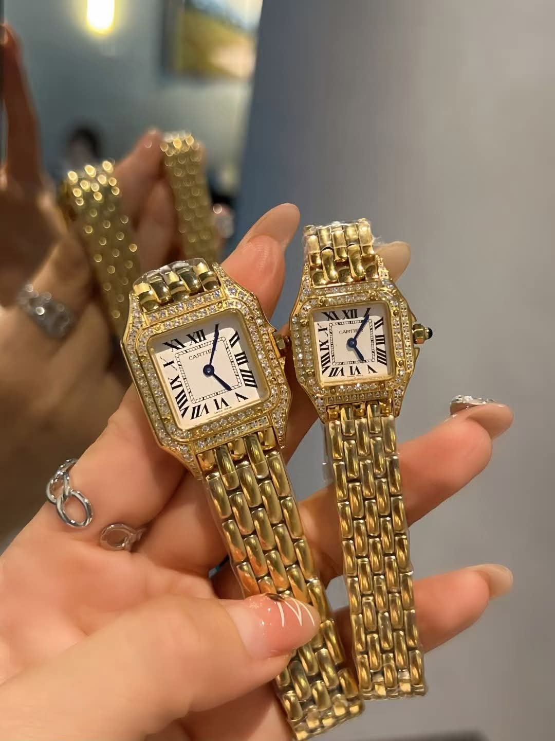 Gold Cart watch with box {exact}