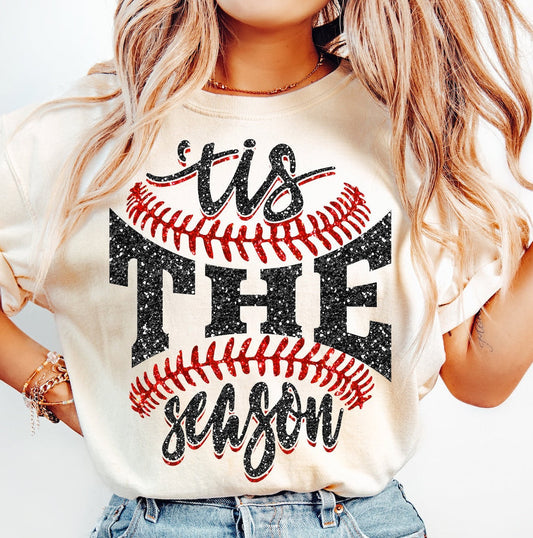 Tis The Seaon Baseball ADULT TEE OR PULLOVER
