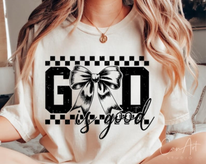 God is good checkered ADULT TEE OR PULLOVER
