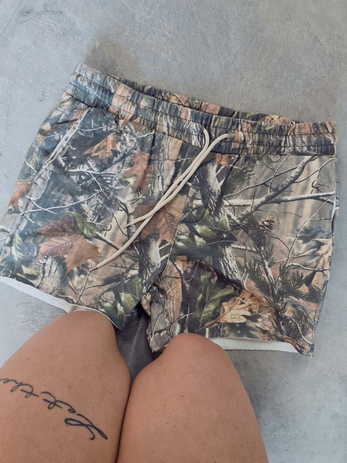 Hunter Green Camo Shorts - Unisex fit, fleeced lined, 100% cotton {comfy fit}