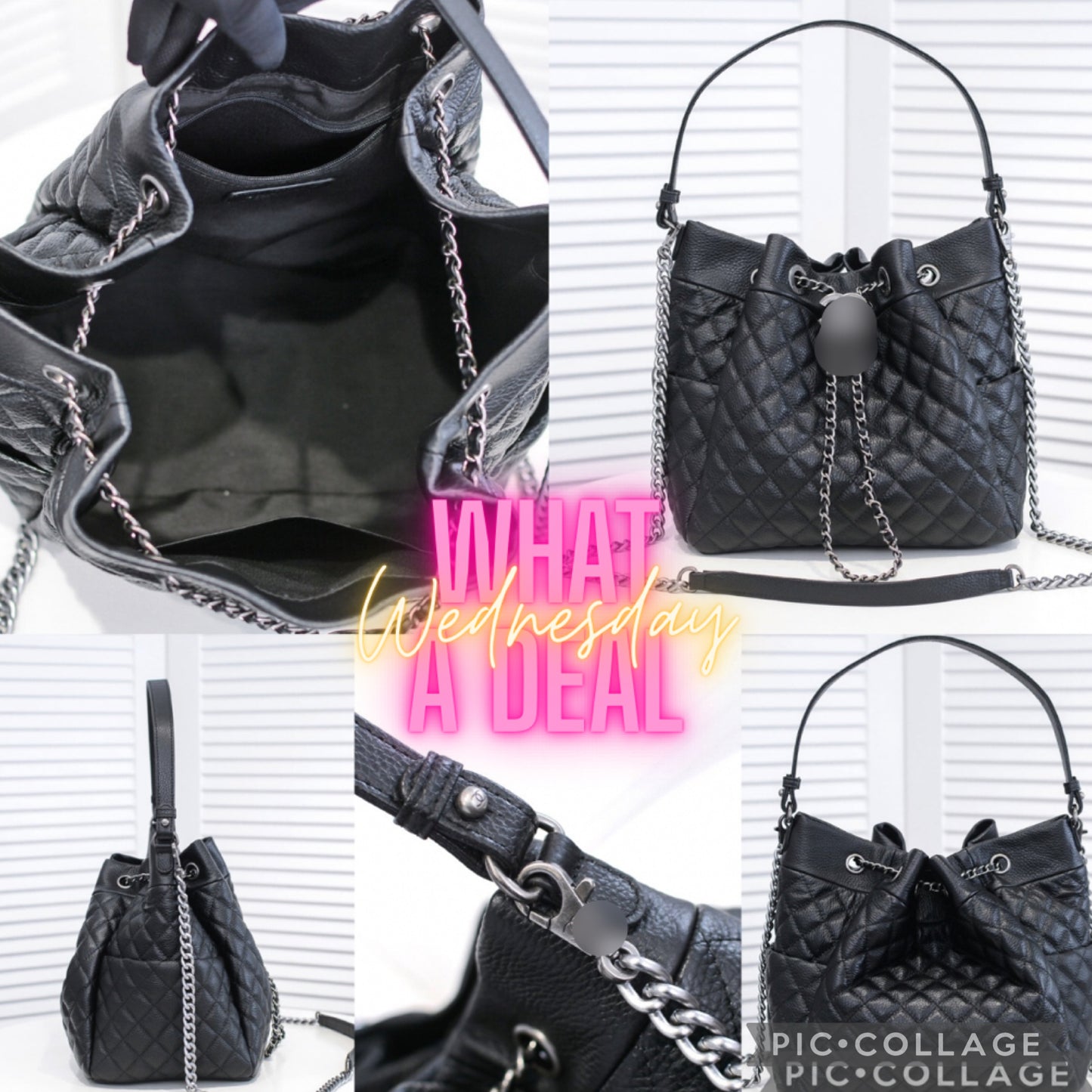 Double C quilted shoulder w long strap