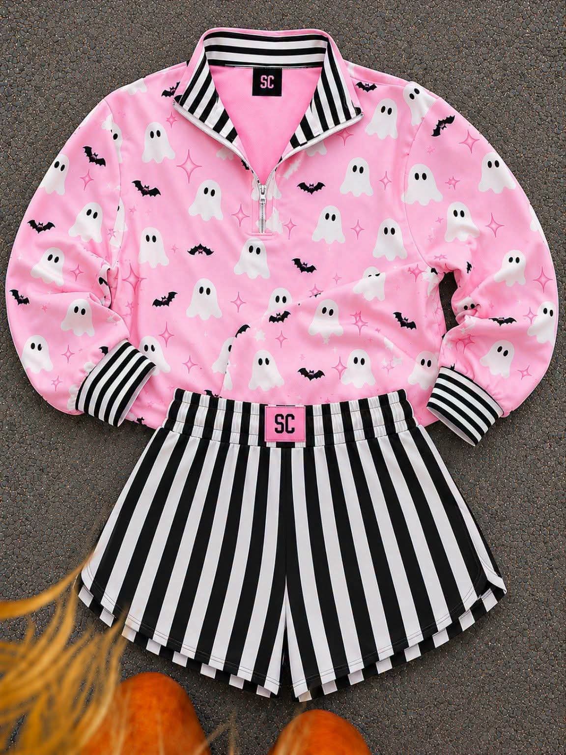 SC Custom Piece Pink Boo Babe {Set Pullover + Shorts} Youth & Adult Pre order Delivering to you early in September