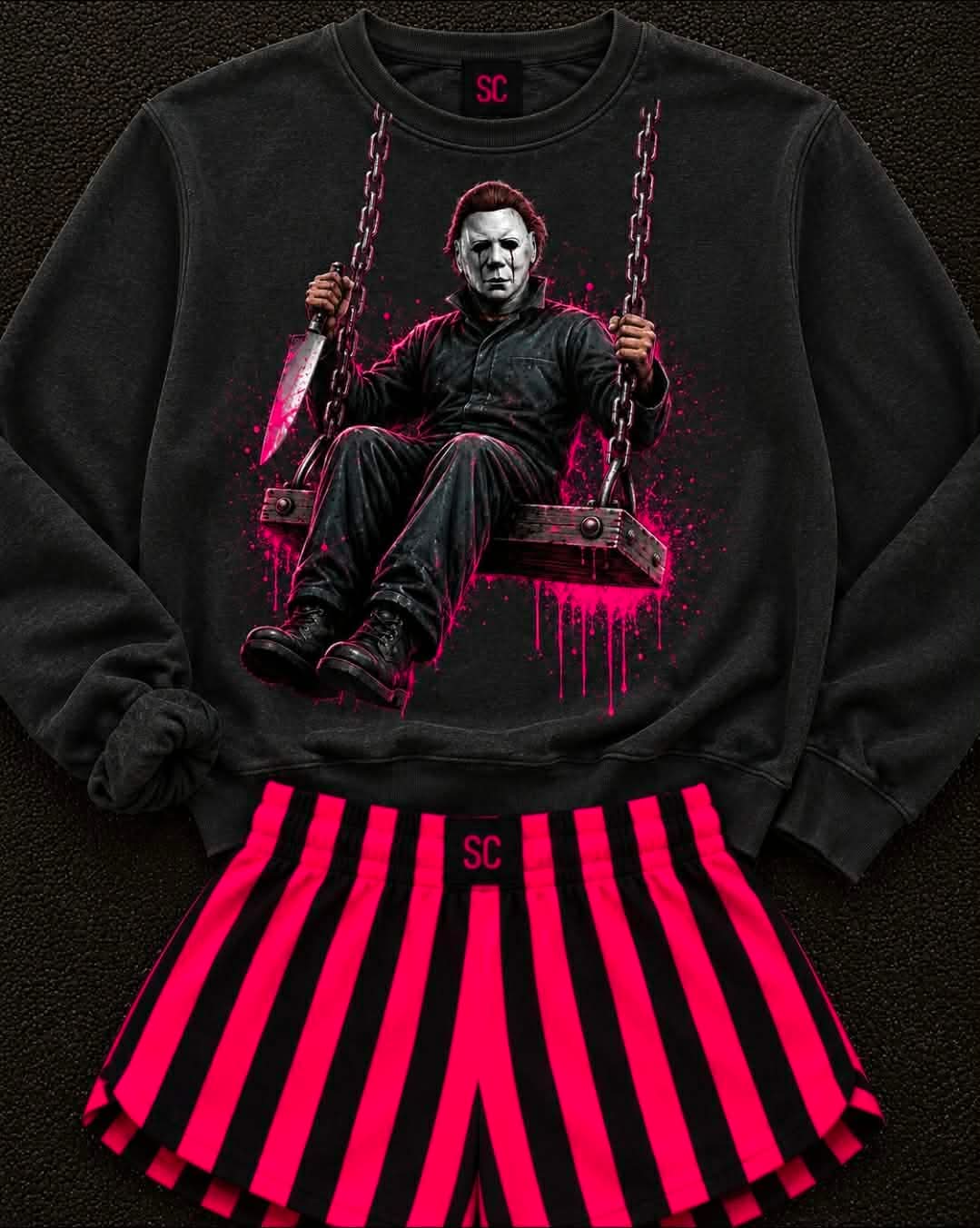 Halloween Michael NO BUBBLE swinging Pullover Youth & Adult