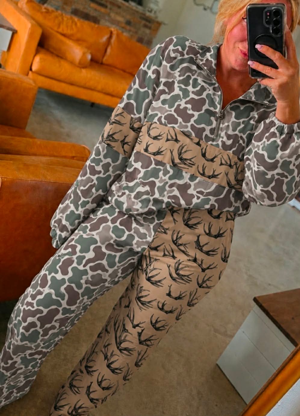 Southern Girl Antlers + Duck Camo TWO PIECE Set {Pullover + Pants} Youth & Adult Pre order Delivering to you late AUGUST mid SEPT SC Custom Piece