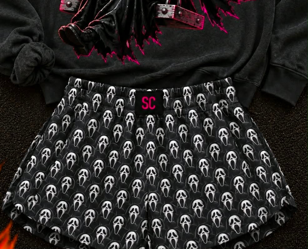 Ghost Face {Shorts ONLY} Youth & Adult Pre order Delivering to you late AUGUST - Mid Sept SC Custom Piece