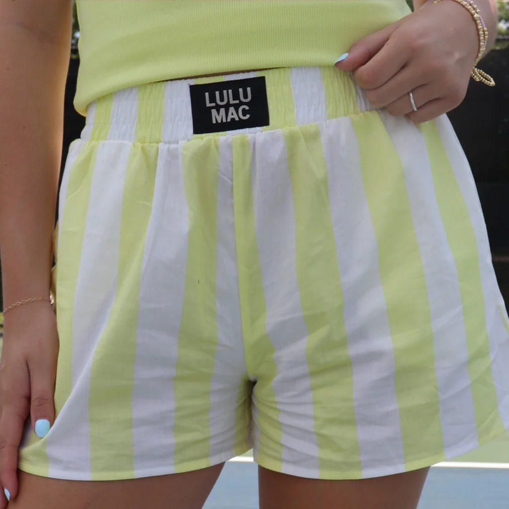 LULU MAC Yellow Darby Stripe Boxer Shorts