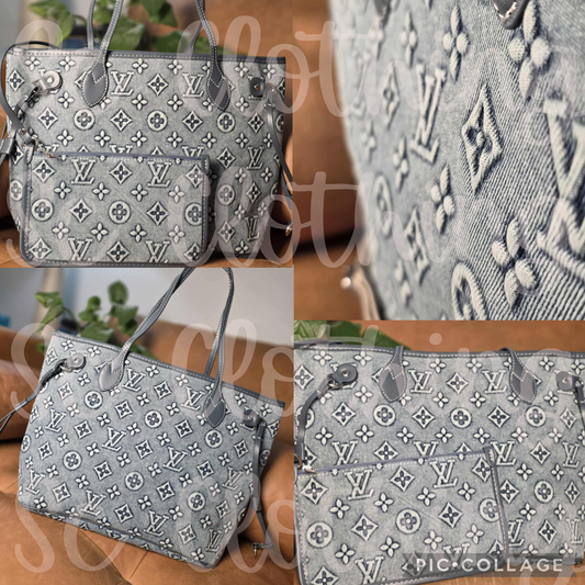 Mid -size NF never full Denim 3D Print & pouch