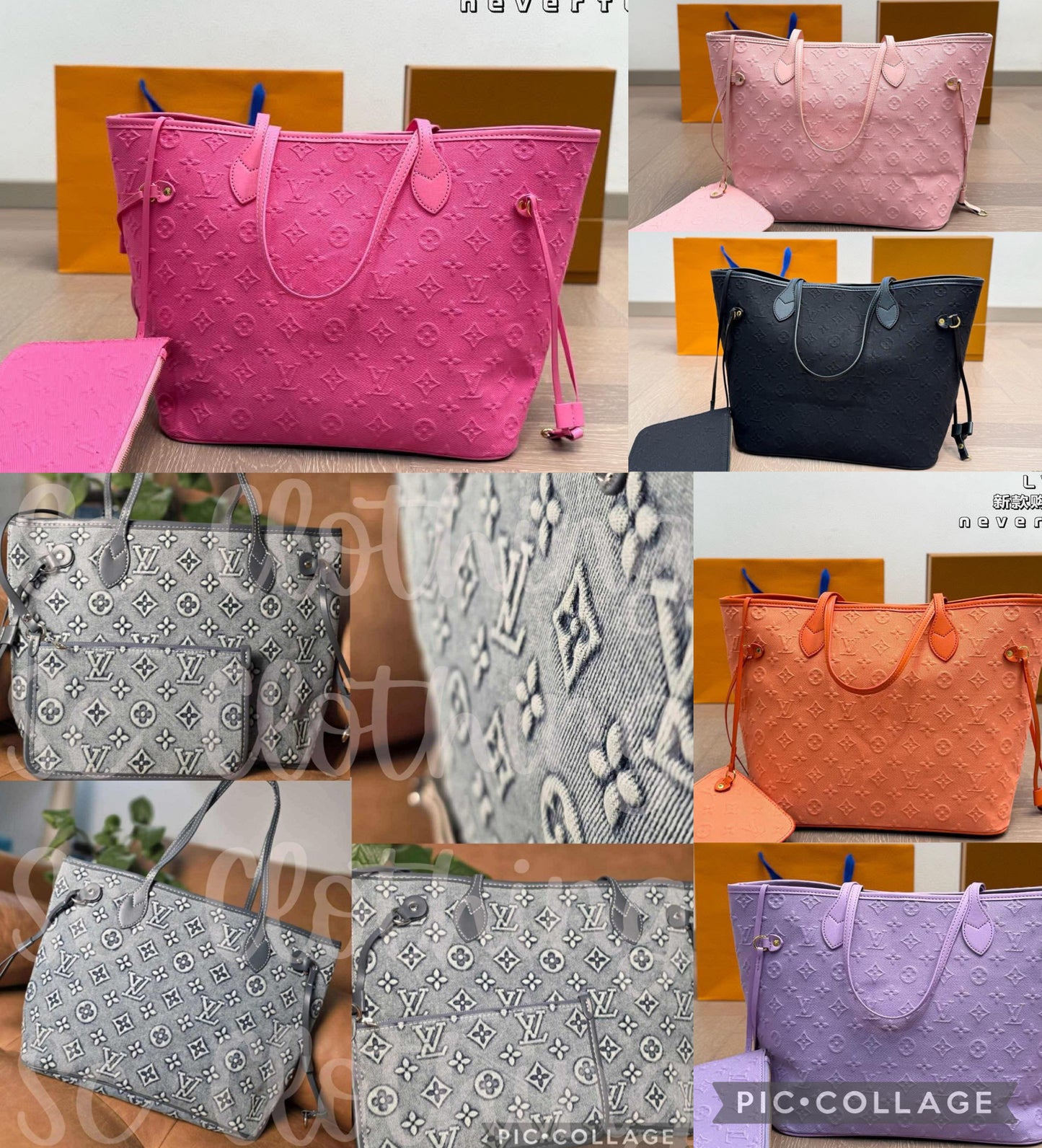 Mid Size Denim 3D raised print NF with pouch {ALL colors}