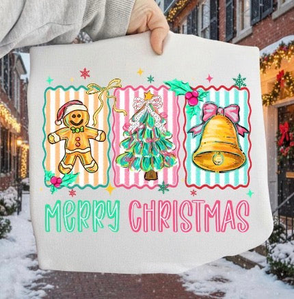 Merry Christmas Girly Trio ADULT & YOUTH TEE OR PULLOVER