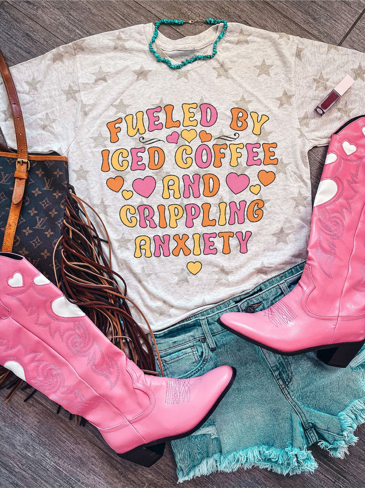 Fueled by iced coffee ADULT TEE OR PULLOVER