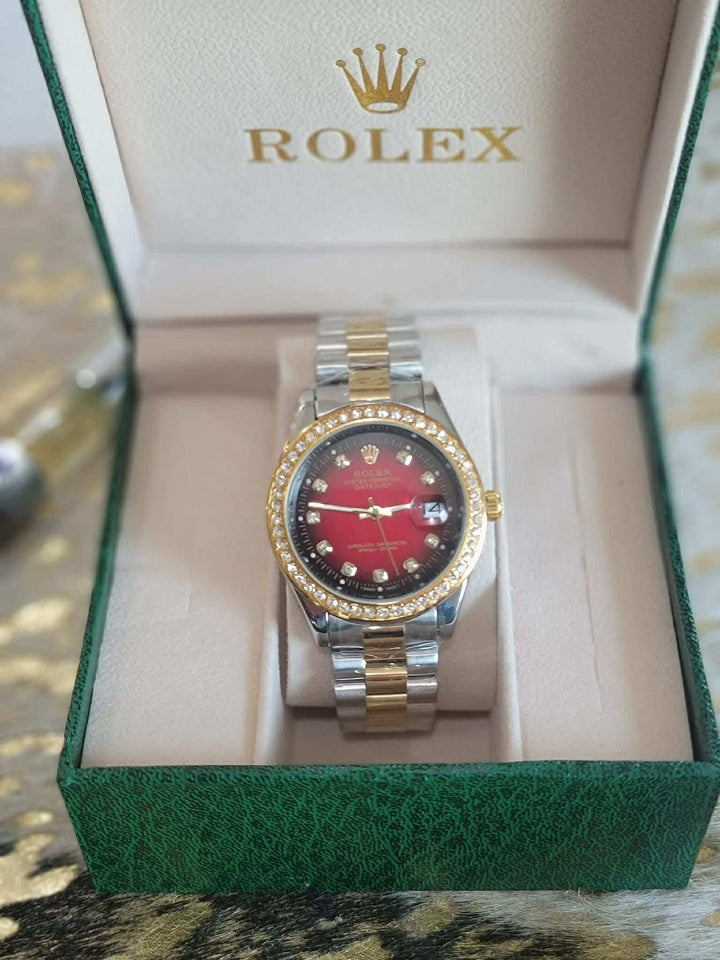 Red Face R watch with box
