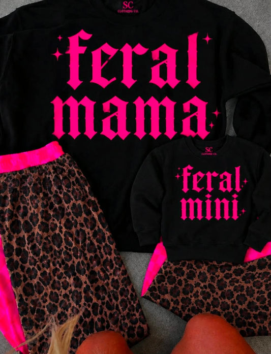 Feral Mini Vibrant Pink Pullover Youth
