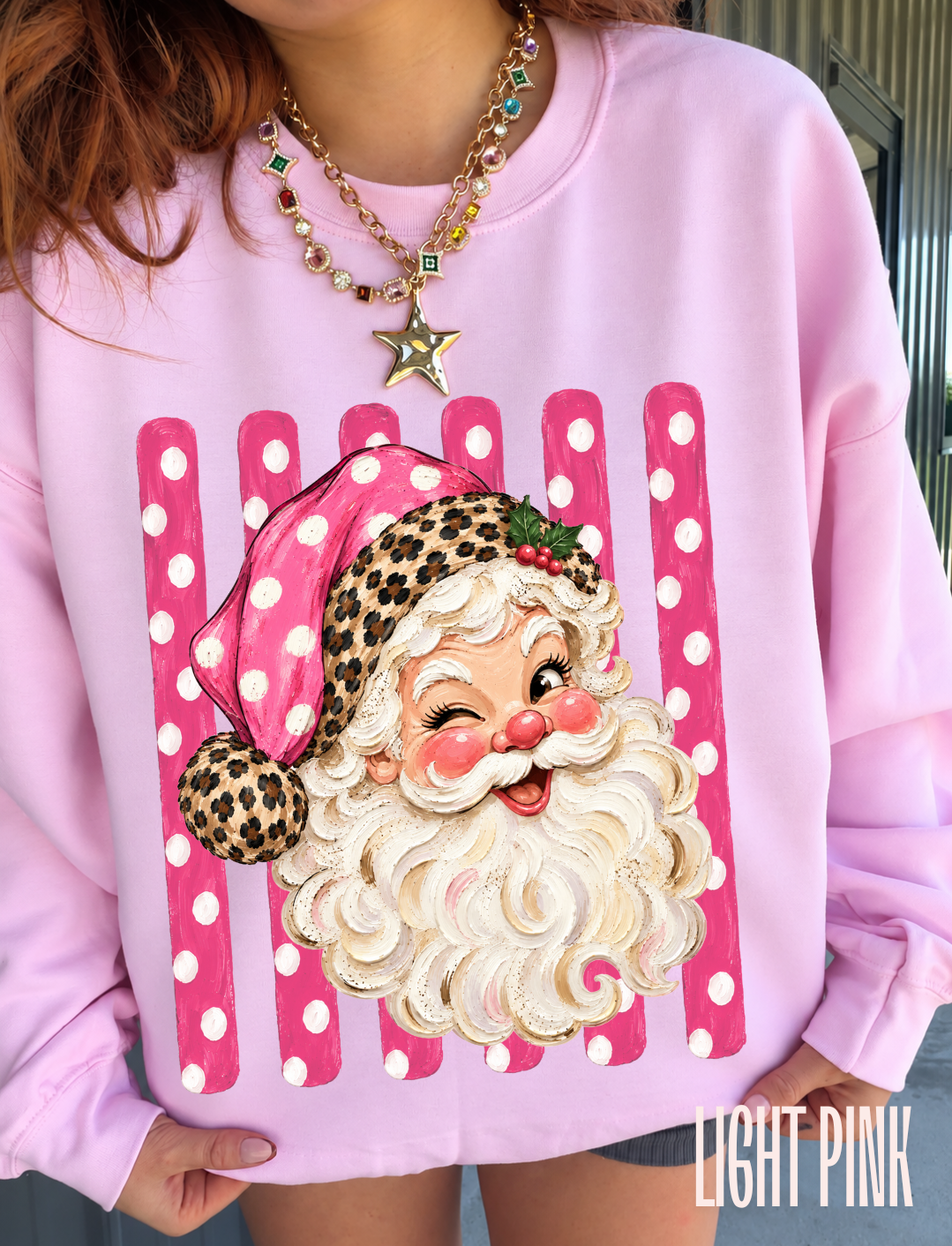 Santa Polka + Pink Pullover