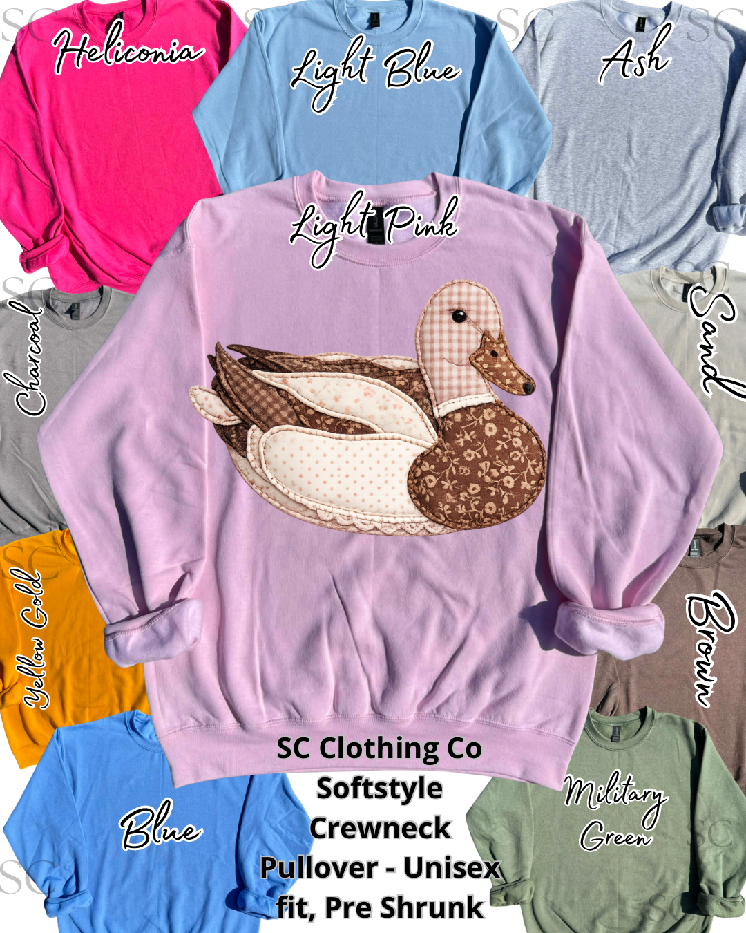 Neutral Faux Patchwork Duck Pullover