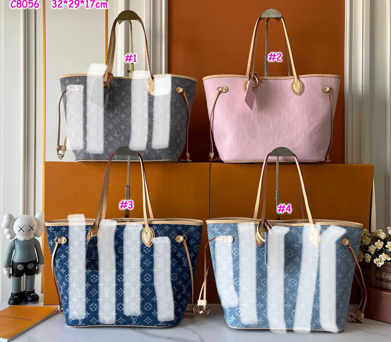 vee never one nf  large denim Tote