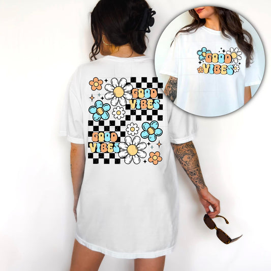 Good vibes pocket ADULT TEE OR PULLOVER