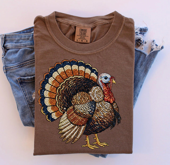 Rhinestone Turkey  ADULT & YOUTH TEE OR PULLOVER