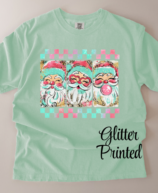 Glitter Printed Checkered Santa & Pullover / YOUTH