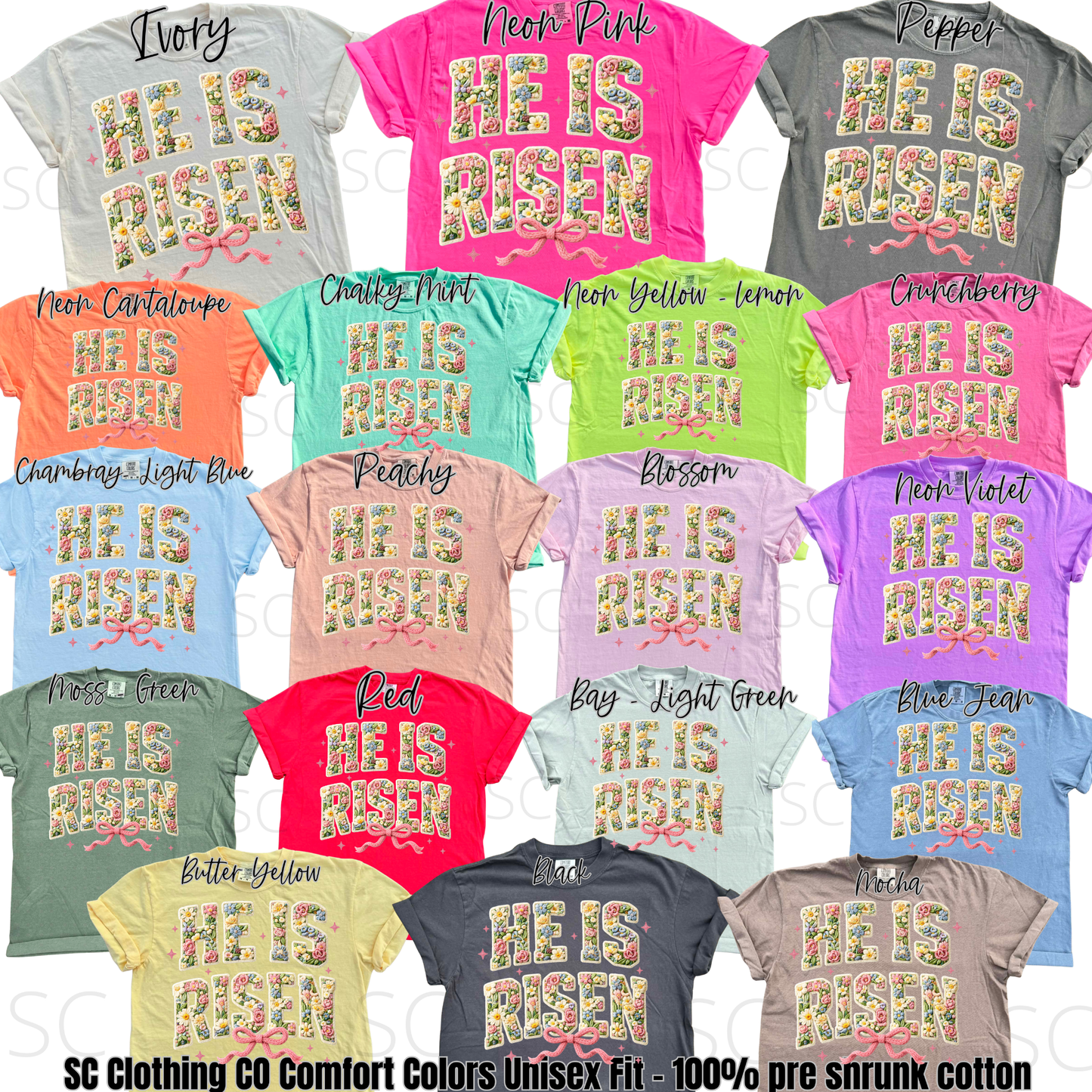 Tee He is Risen Stitching *