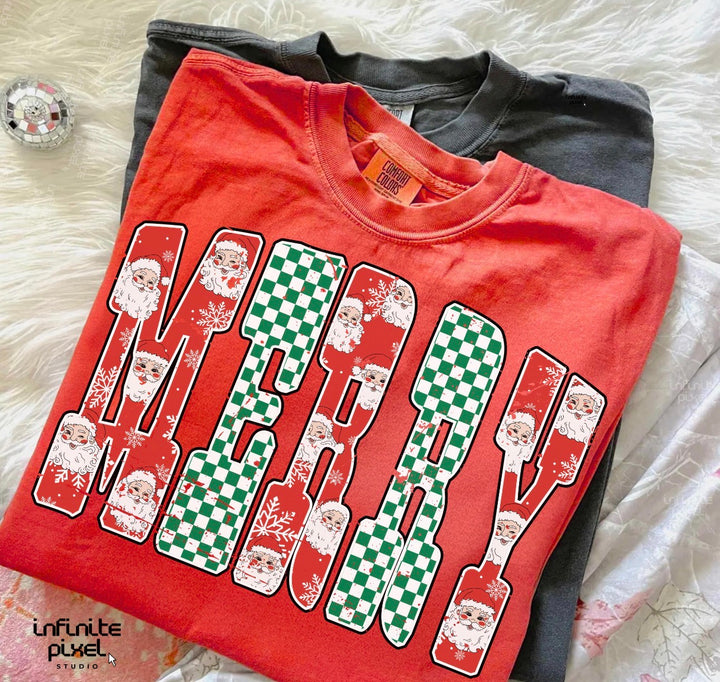 Merry Bold Font ADULT & YOUTH TEE OR PULLOVER
