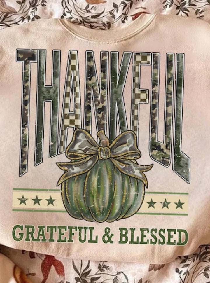 Camo Thankful ADULT & YOUTH TEE OR PULLOVER