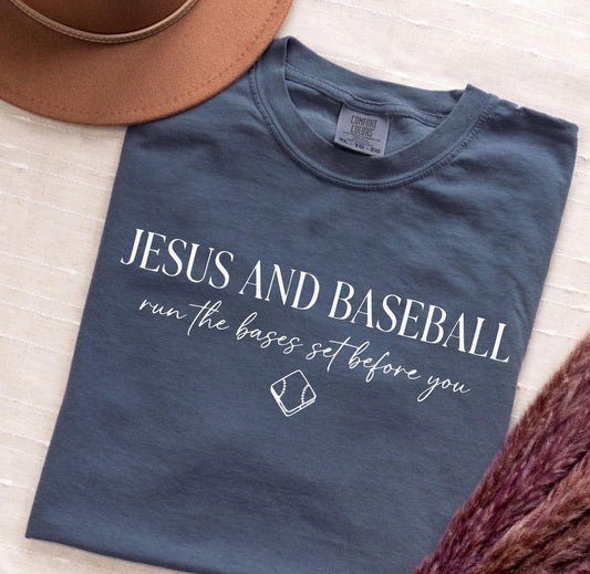 Baseball & Jesus Comfort Colors Tee