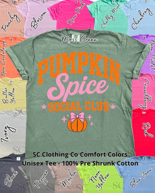 Pumpkin Spice Social Club Comfort Colors Tee
