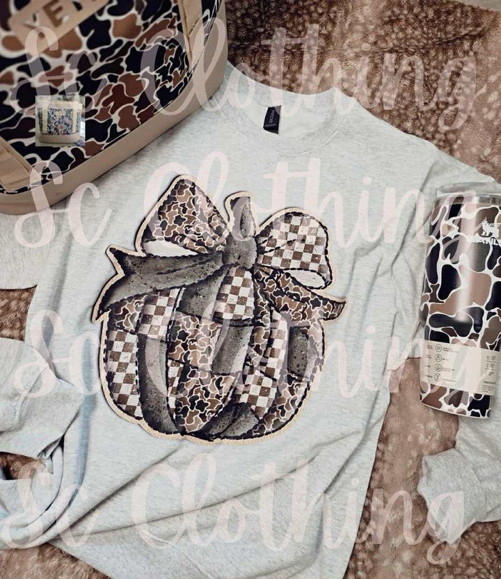 Camo Pumpkin ADULT & YOUTH TEE OR PULLOVER